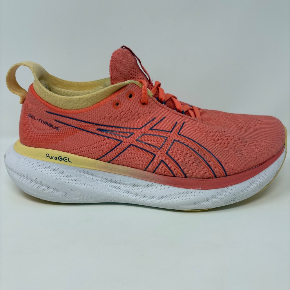 ASICS GEL-Nimbus 25 Womens Size 9.5 Wide Orange Salmon Running Shoes (1012B437)